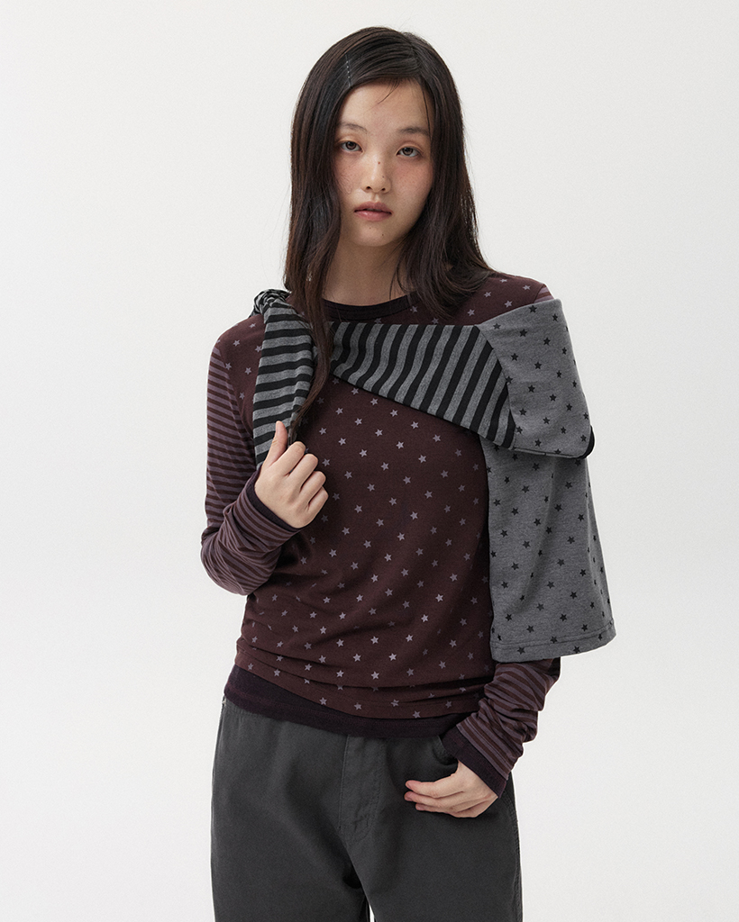 りぬ STAR STRIPE LONG T-SHIRT, BROWN | ファッション通販サイト NUGU