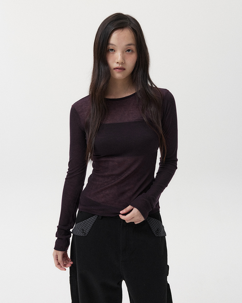 LINE TRACE LONG T-SHIRT, DEEP PURPLE