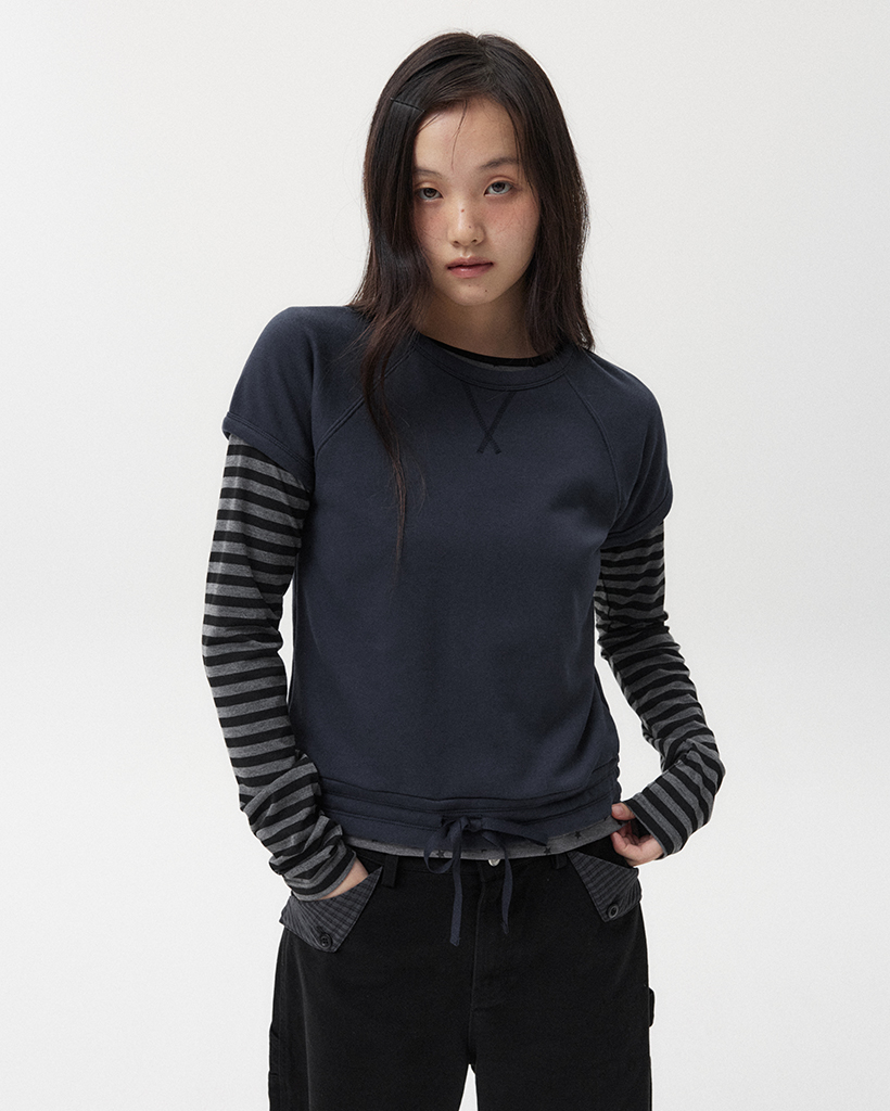 RAGLAN SHORT-SLEEVE SWEATSHIRT, NAVY