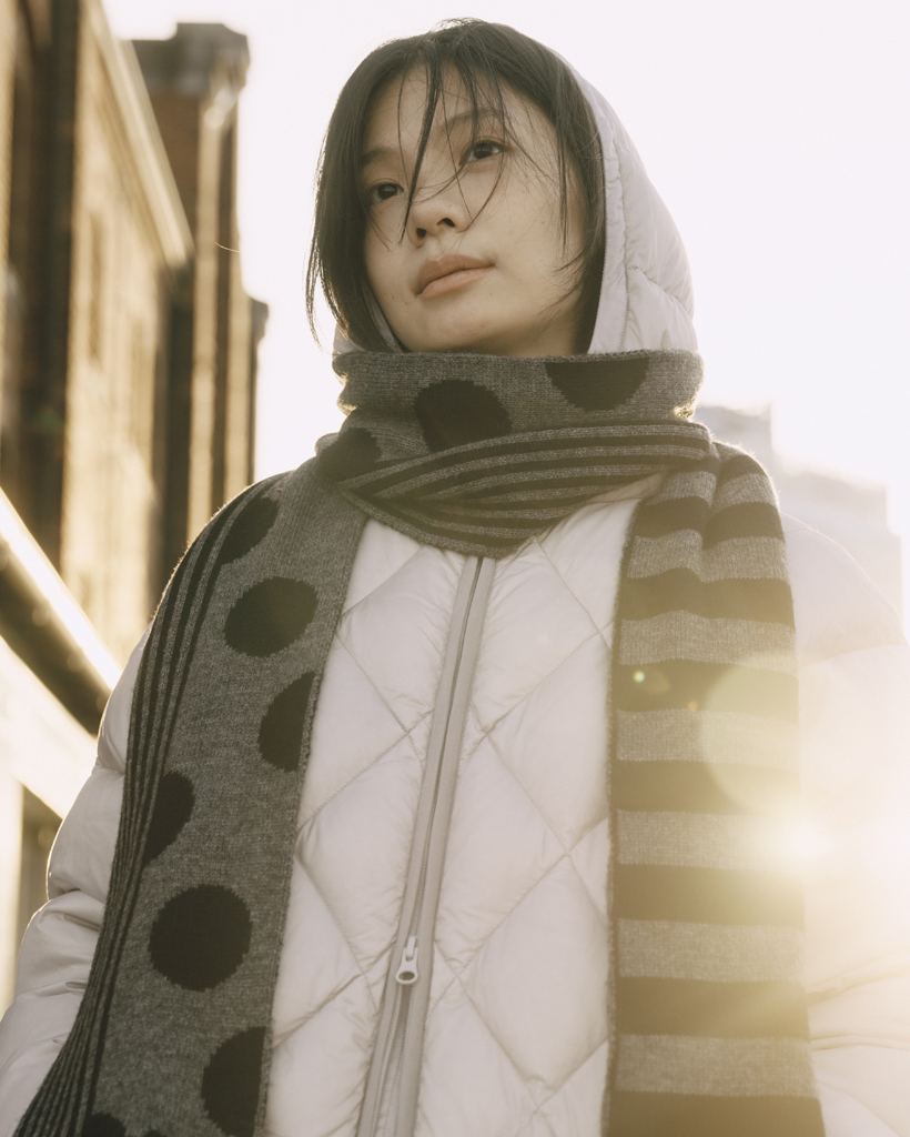 DOT STRIPE MUFFLER, CHARCOAL | ファッション通販サイト NUGU