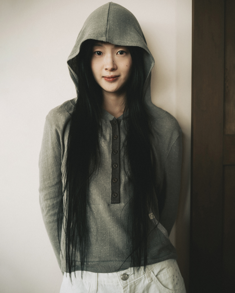 BUTTON HOODED LONG SLEEVE, KHAKI