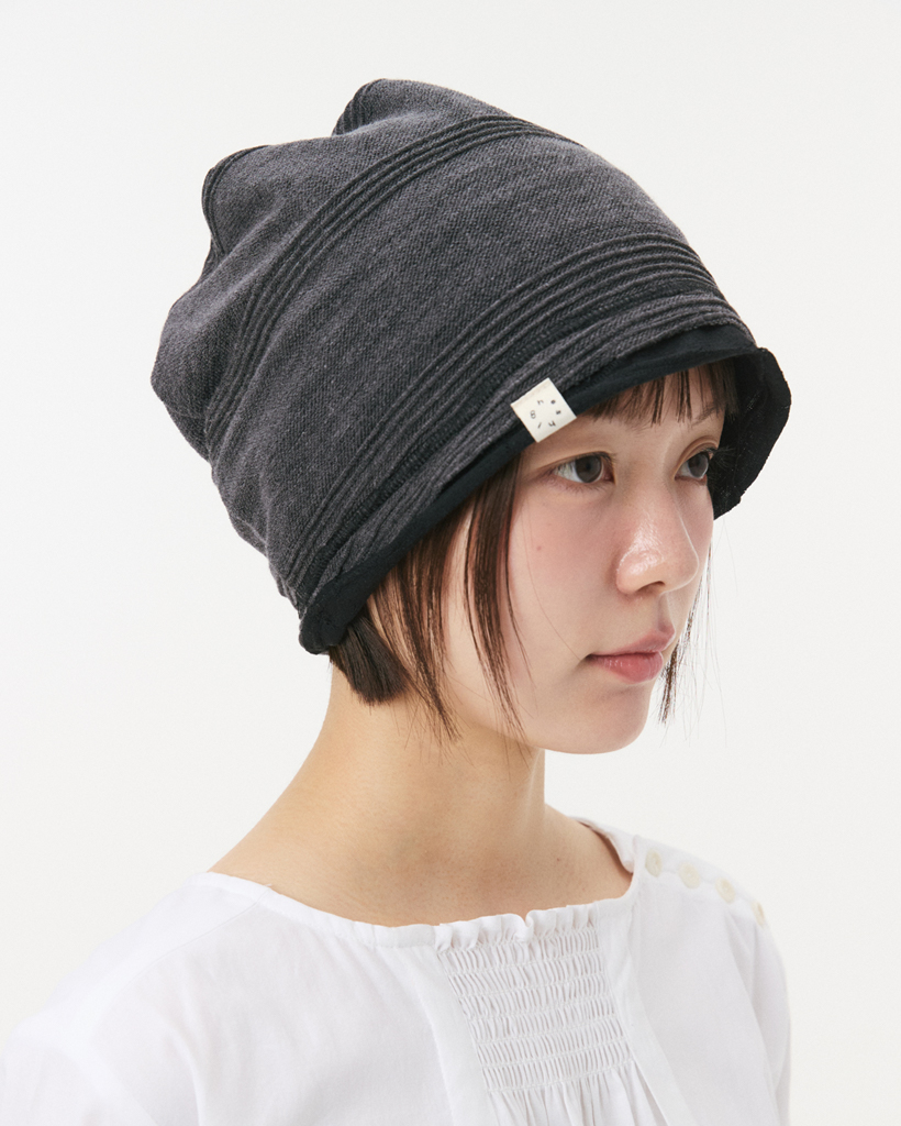 REVERSIBLE LAYERED BEANIE, CHARCOAL
