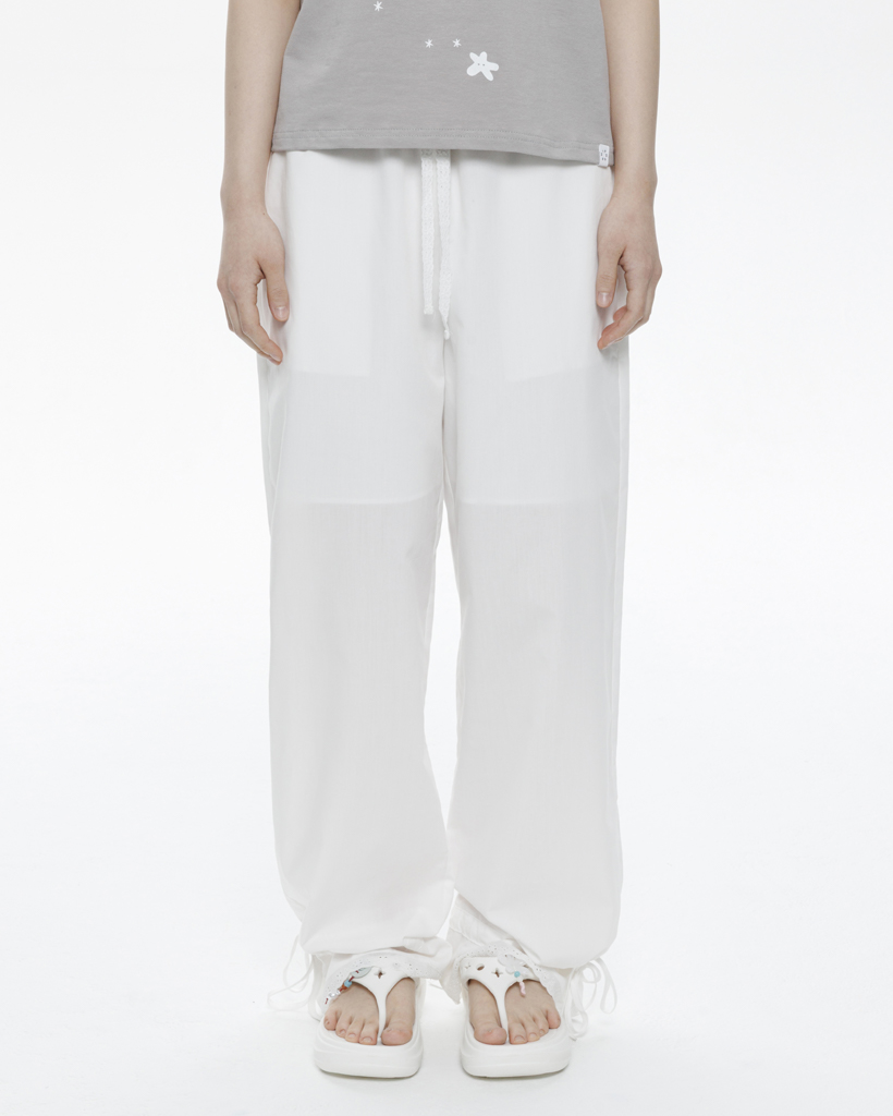 LACE STRING PANTS, WHITE