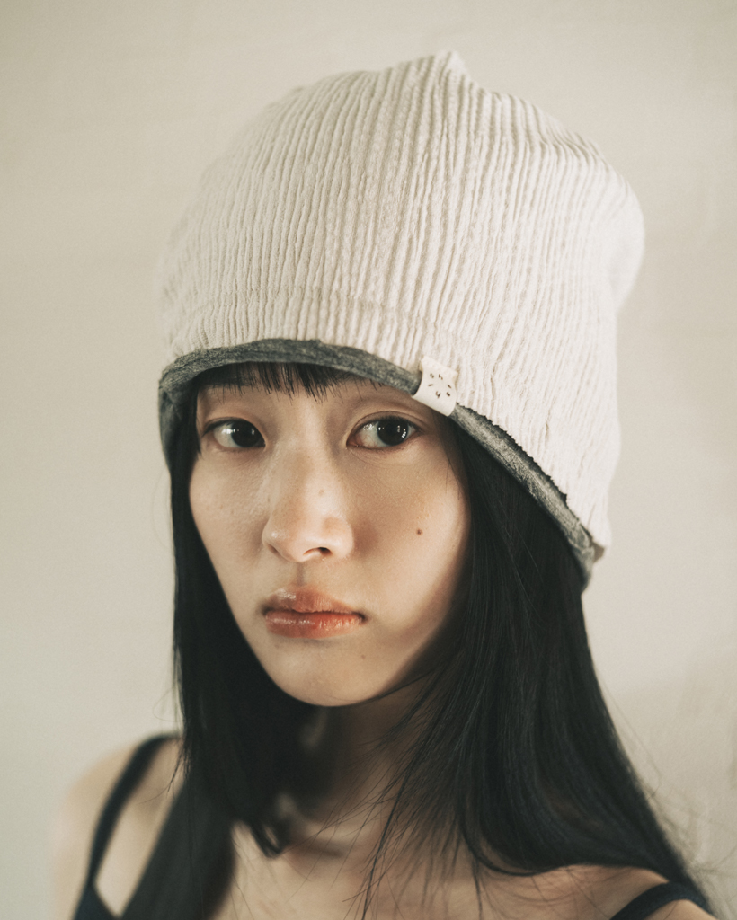 REVERSIBLE LAYERED BEANIE, CREAM