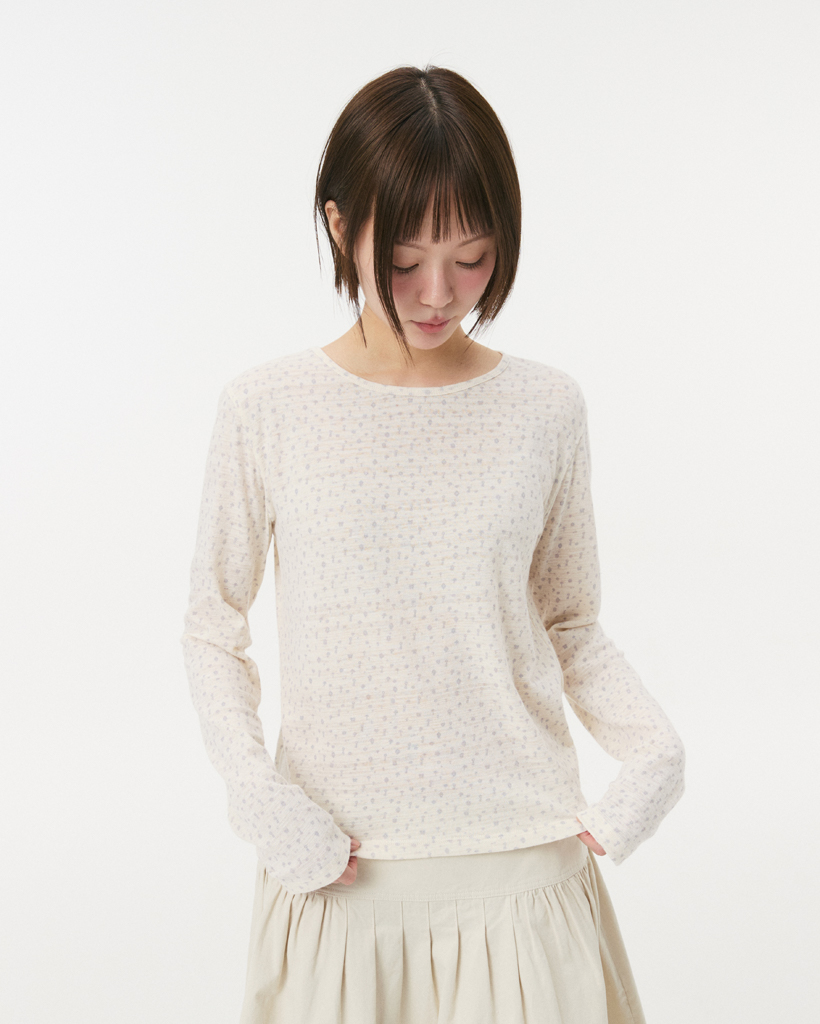 KEY PATTERNED LONG SLEEVE, IVORY