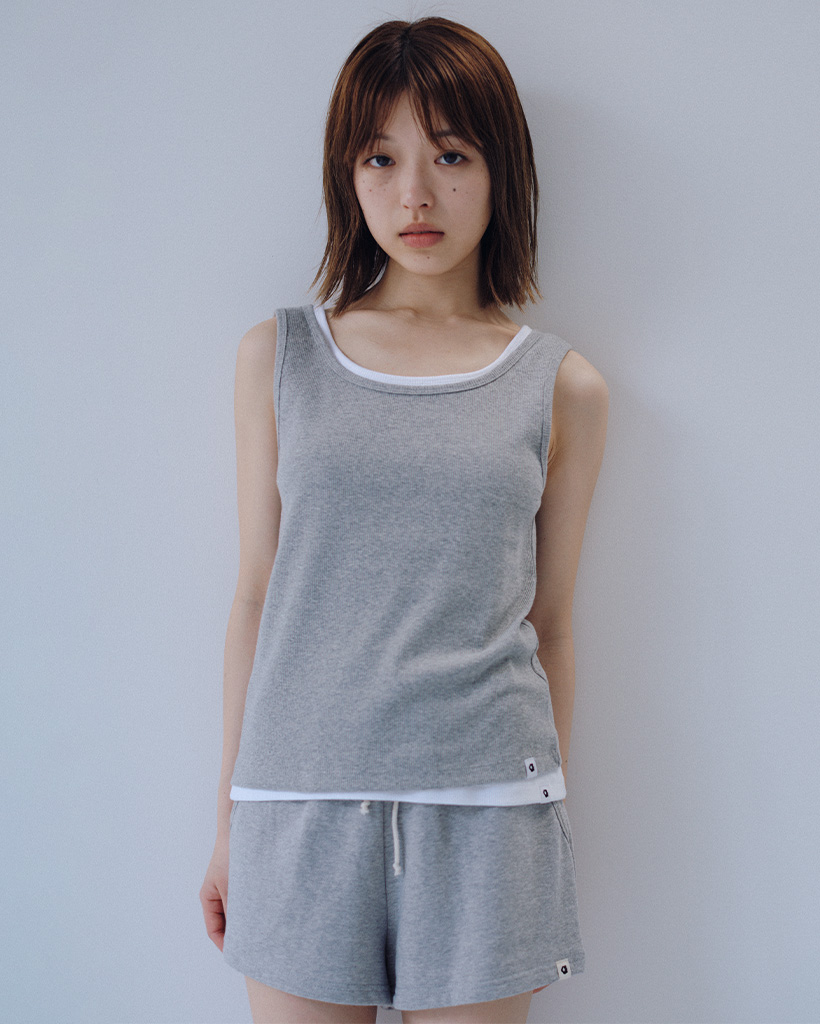 BASIC U-NECK SLEEVELESS, MELANGE GRAY