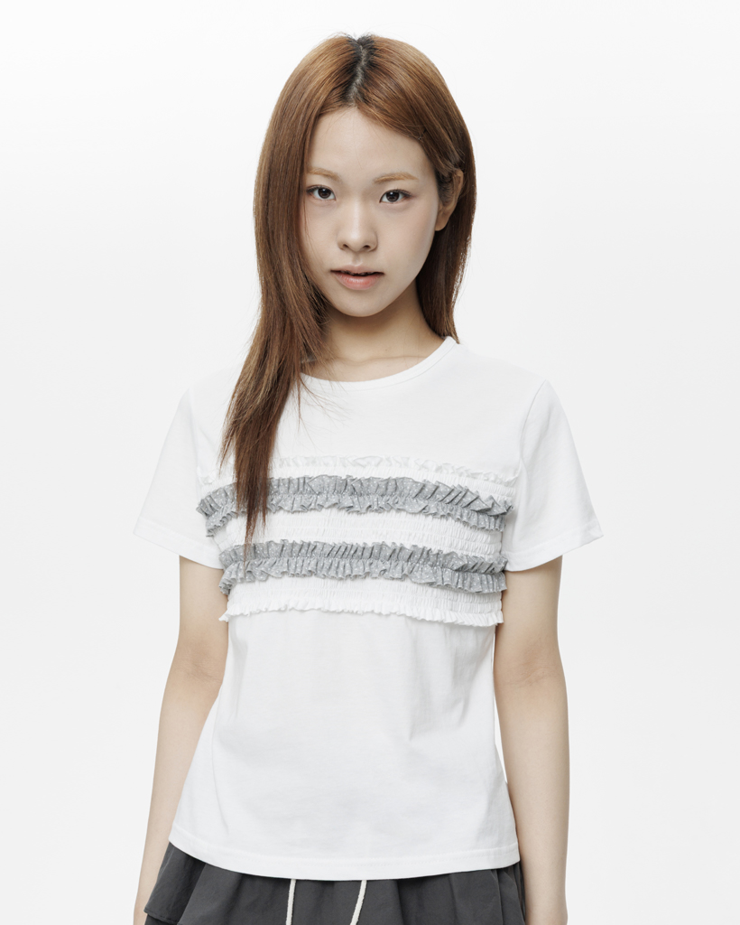 DOT FRILL T-SHIRT, WHITE