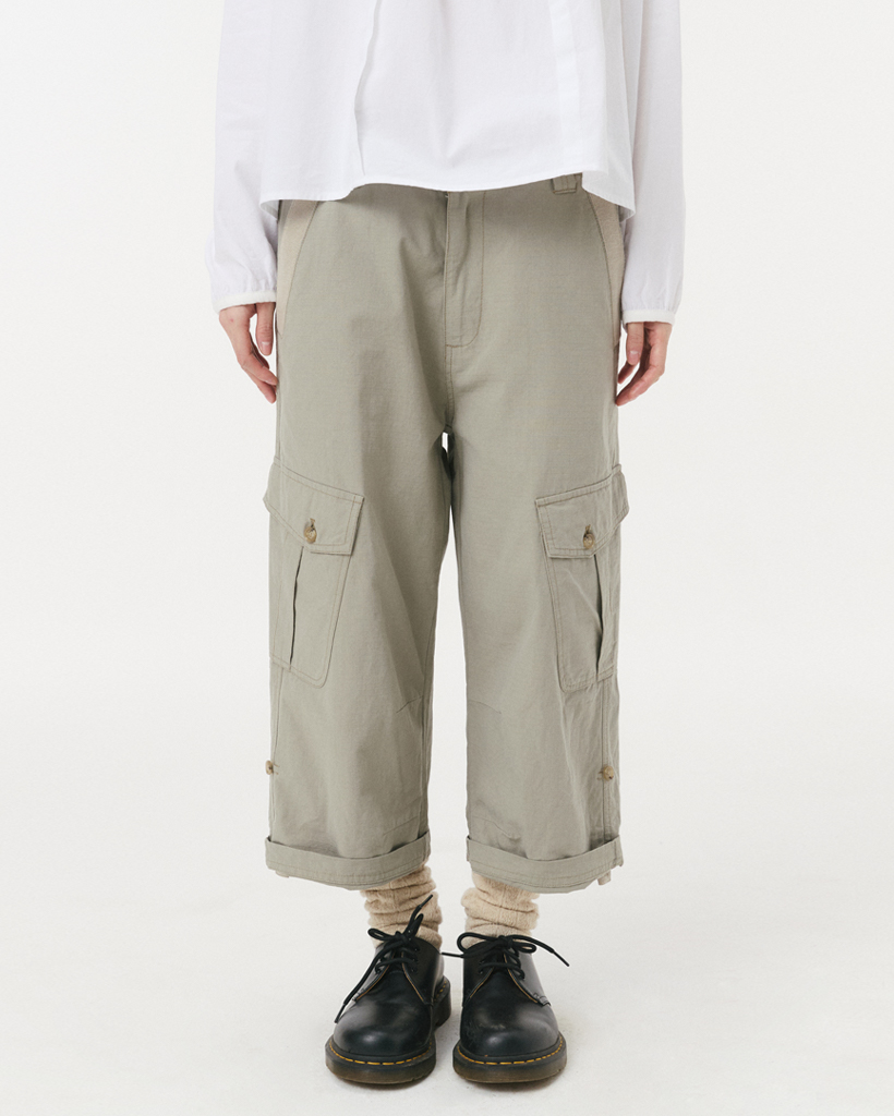 CARGO POCKET ROLL-UP PANTS, KHAKI