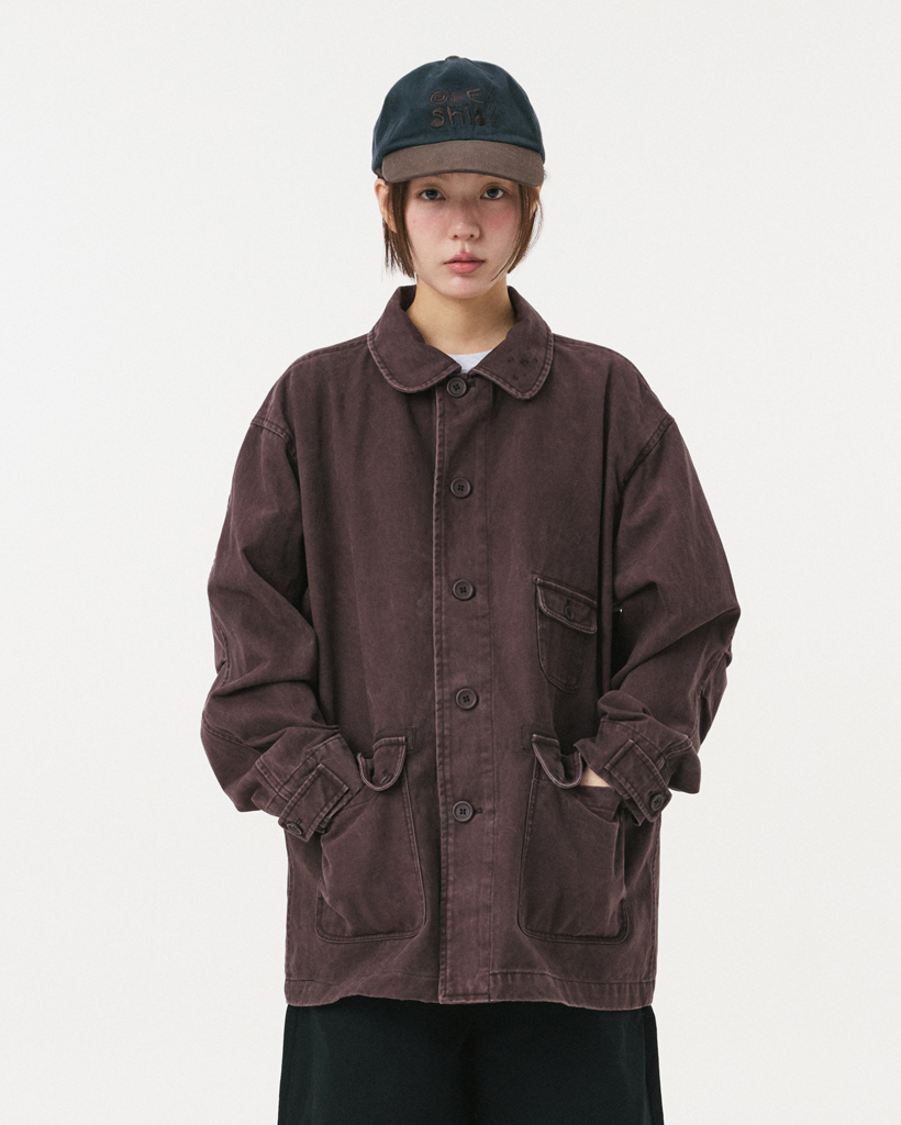 STAR FLORAL WASHED COTTON JACKET, PURPLE