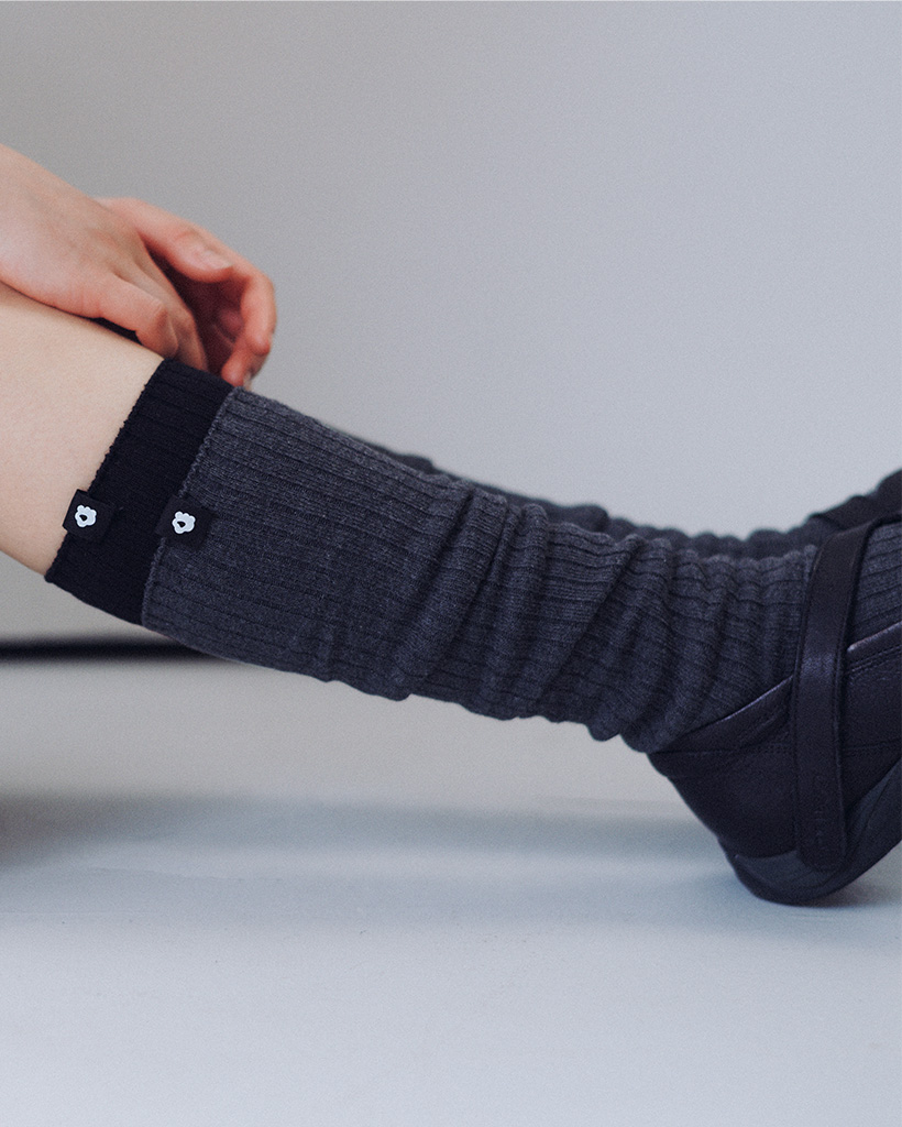BASIC RIBBED SOCKS, CHARCOAL