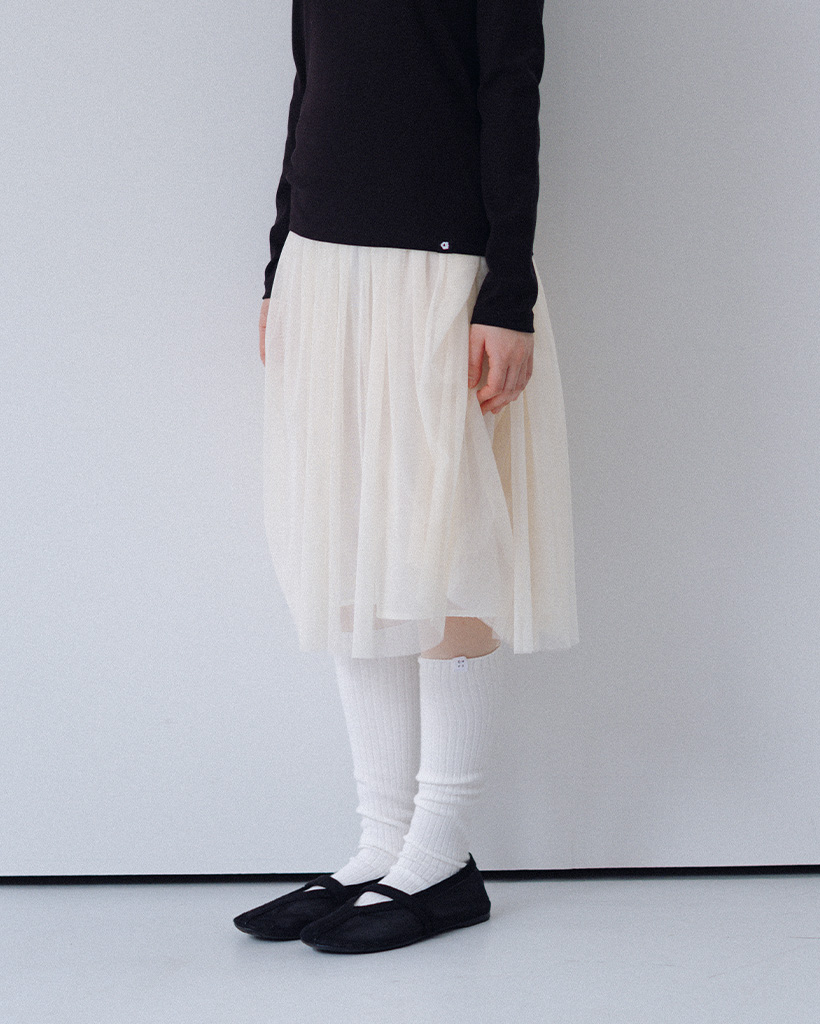 SHEER DRAPE BANDING SKIRT, IVORY