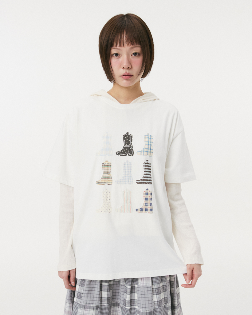 PONY BOOTS OVERFIT T-SHIRT, WHITE