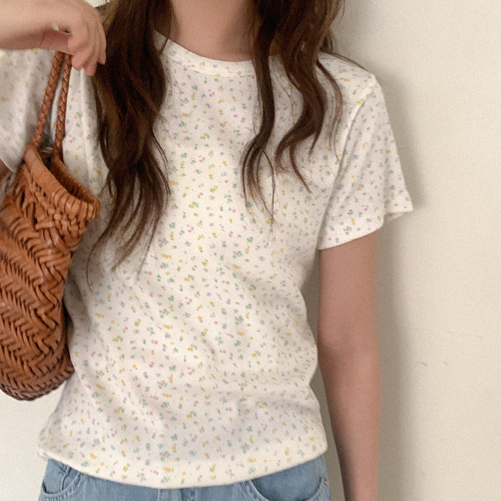 コットンプリント半袖Tシャツ