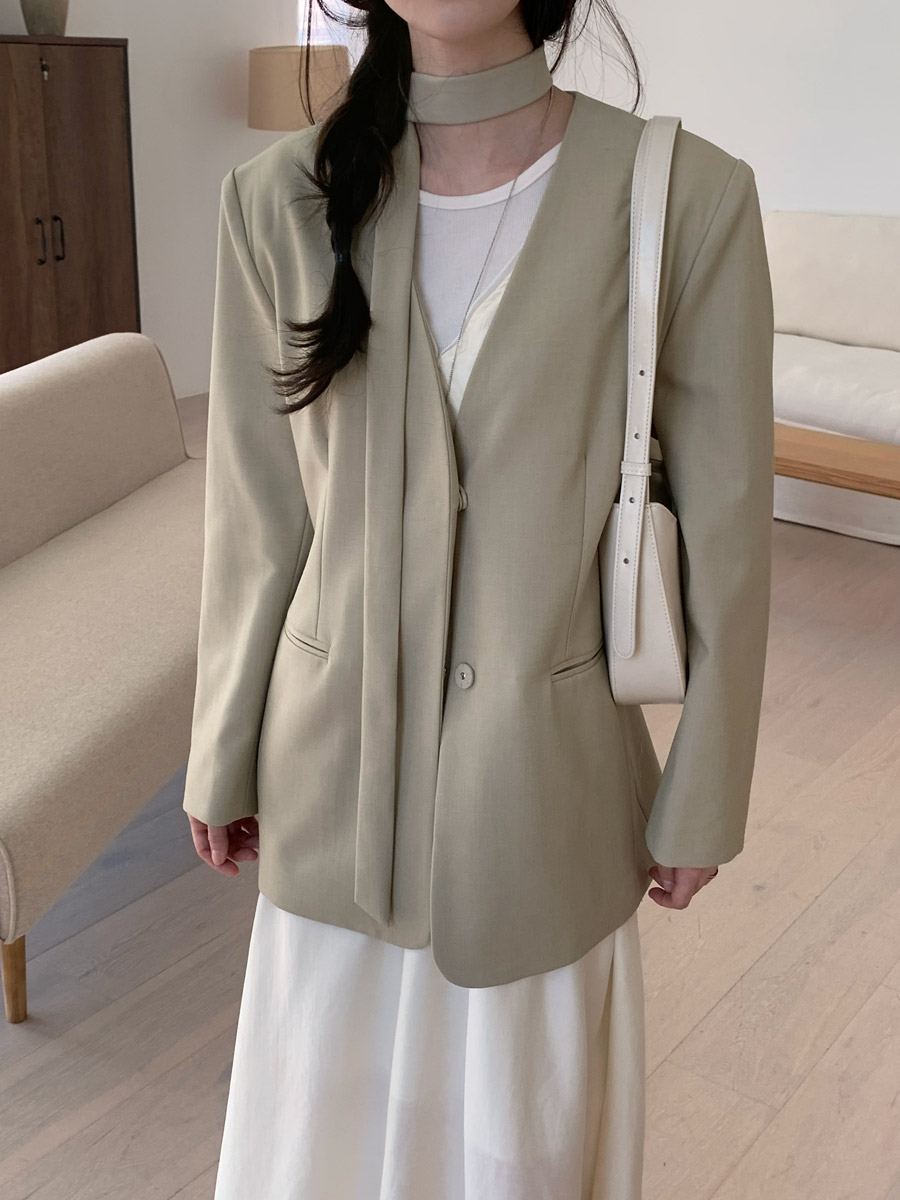 韓国■ジャケット＆ショートパンツ！リネン ツーピース ベージュ GSZ22S151-b01.jpg