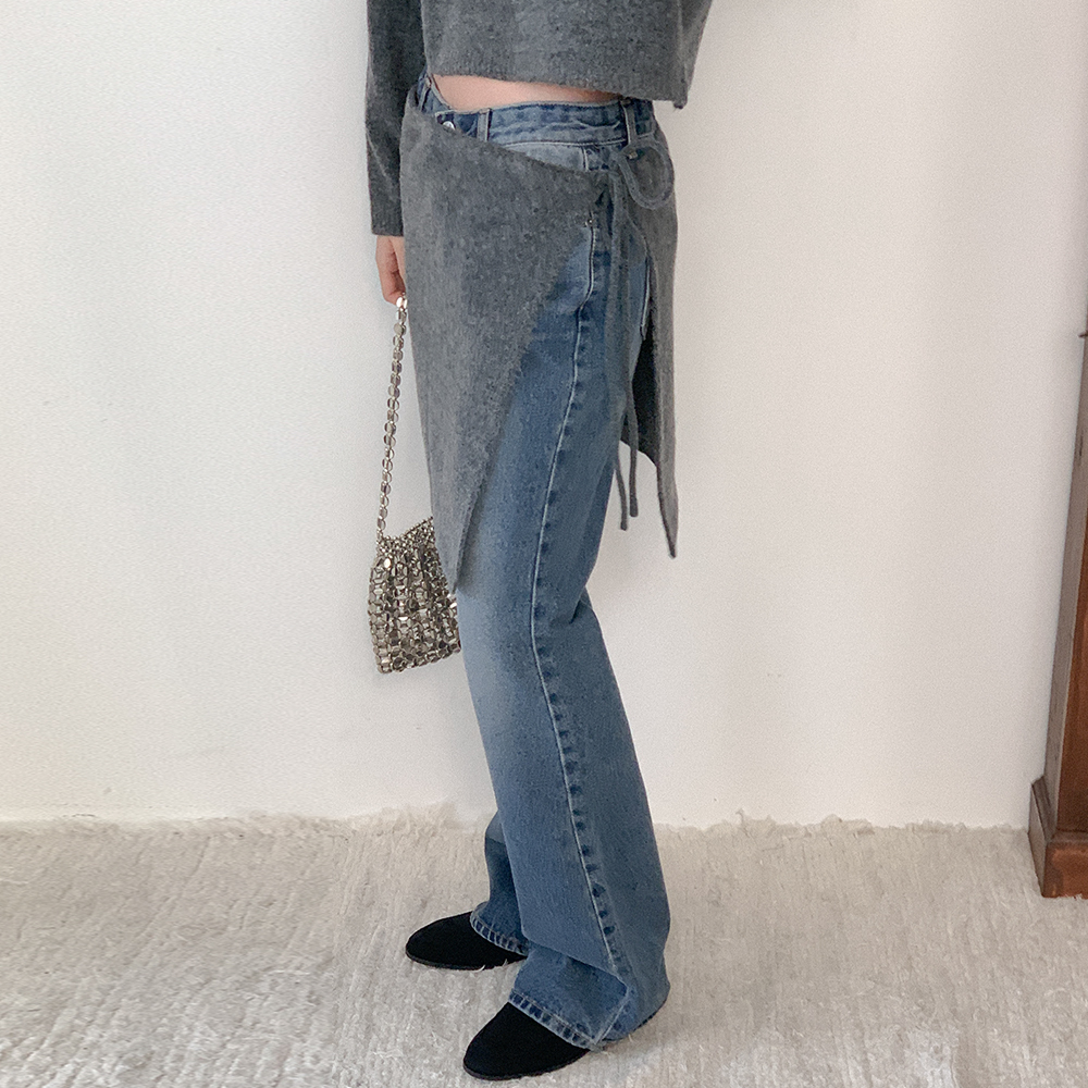wrap スカートニットパンツ エーレスタイル Ehre style 「美しくまとまる」巻きスカート風