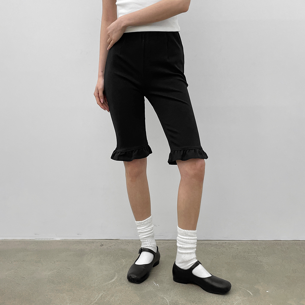 パンツ Himi モンテンバンディングフリルバイカーパンツ | ファッション通販