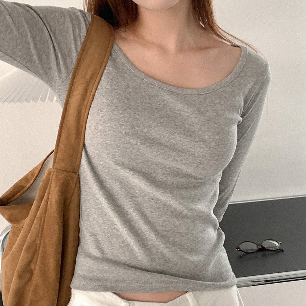 [ JEANS] リブデイリーラベルスリムTシャツ デイリースリム長袖Tシャツ | ファッション通販サイト NUGU