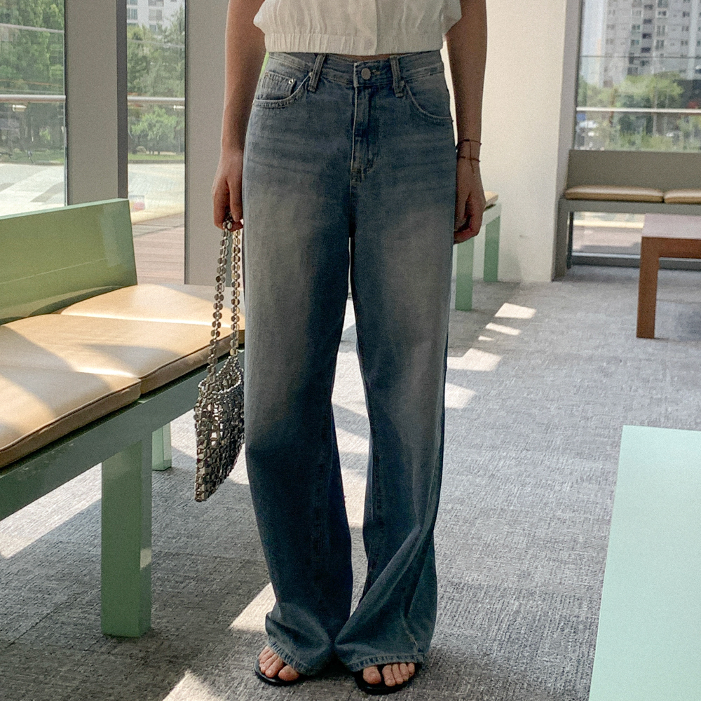 スパンコットンワイドデニムパンツ | ファッション通販サイト NUGU
