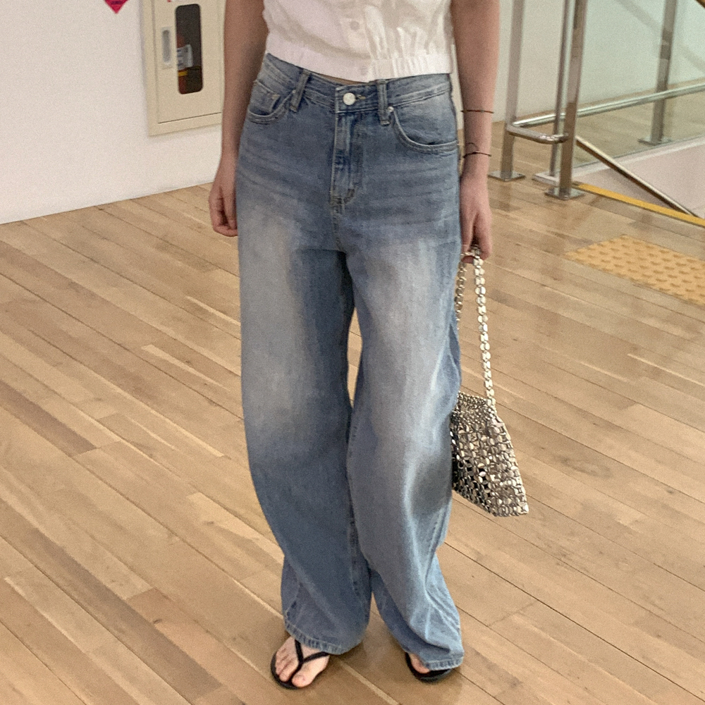 スパンコットンワイドデニムパンツ | ファッション通販サイト NUGU