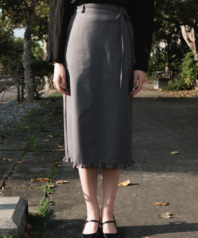 Strap Point Frill Skirt [Gray]