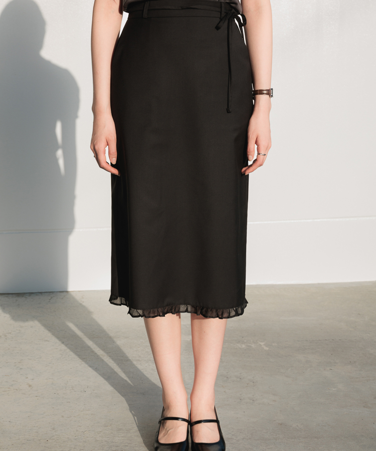 Strap Point Frill Skirt [Black]