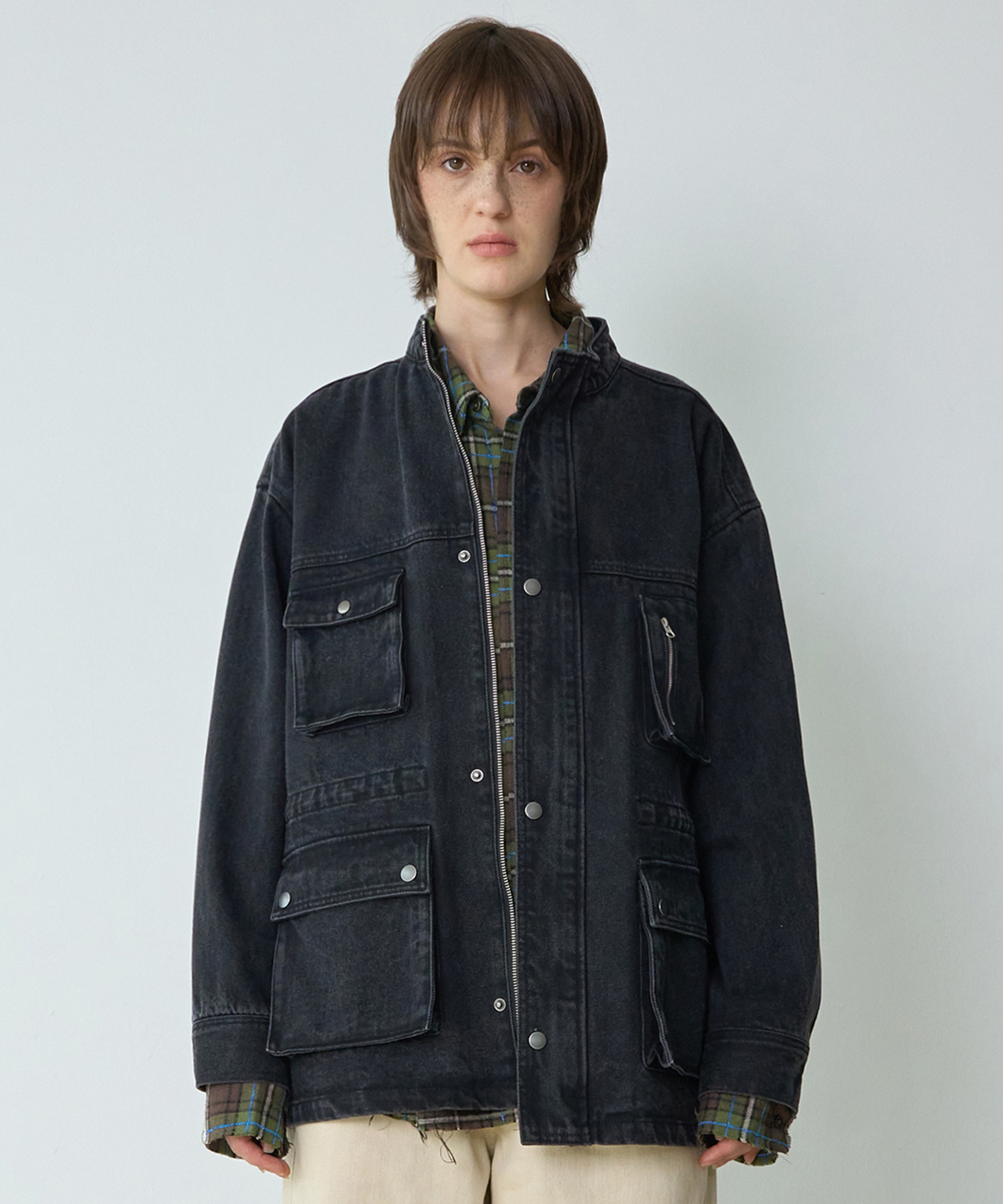 Denim Over Work Jacket [Black]