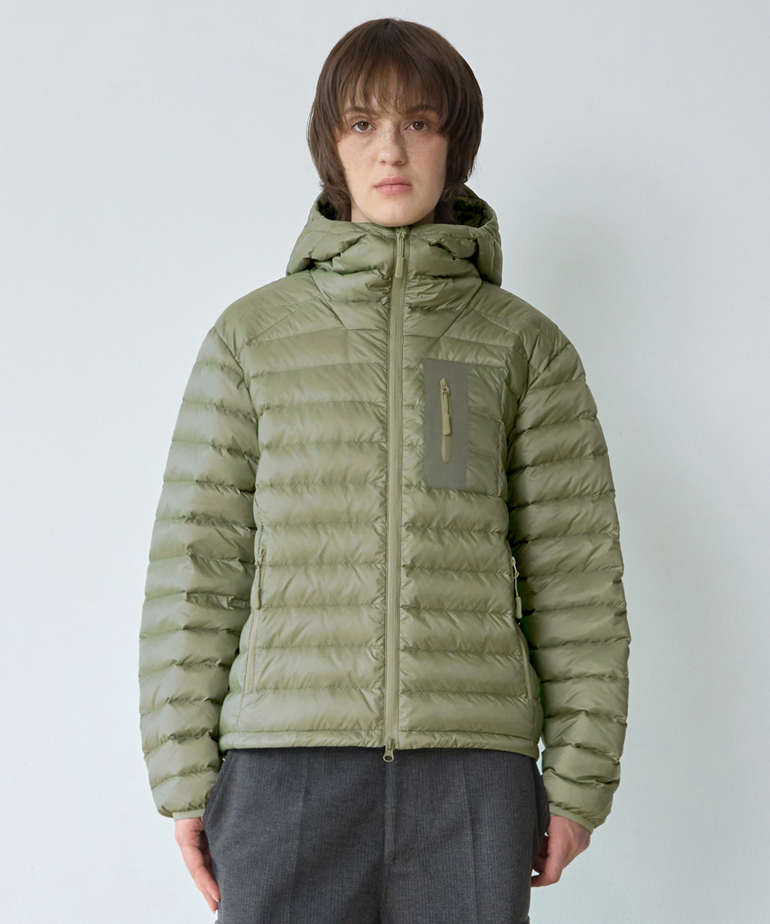 Light Hooded Down Jacket [Khaki]