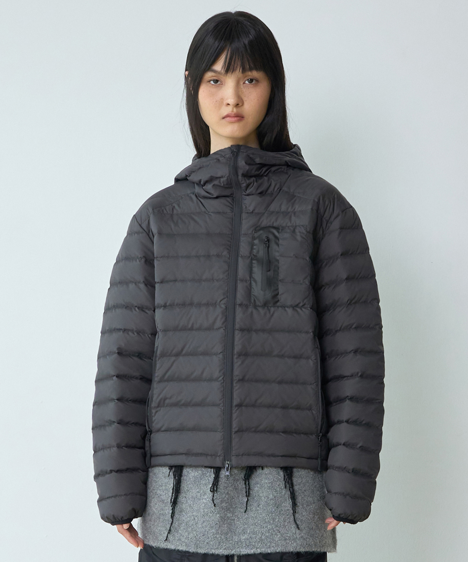 Light Hooded Down Jacket [Black]