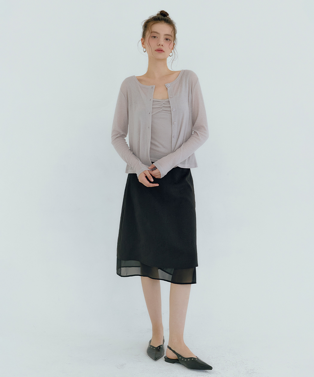 Laya Flower Jacquard Layered Mide Skirt