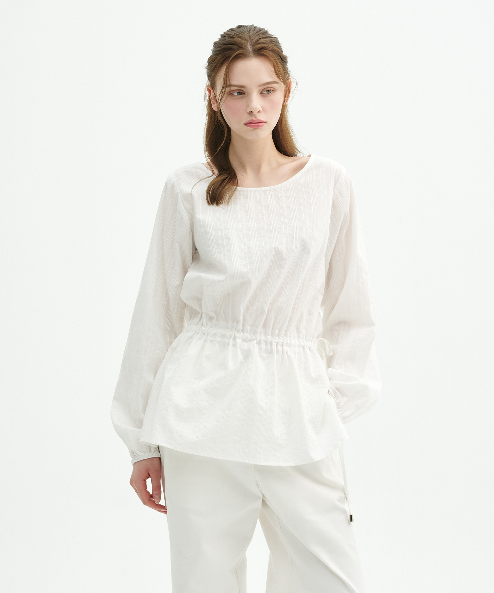 Aria Striped Shirring Blouse