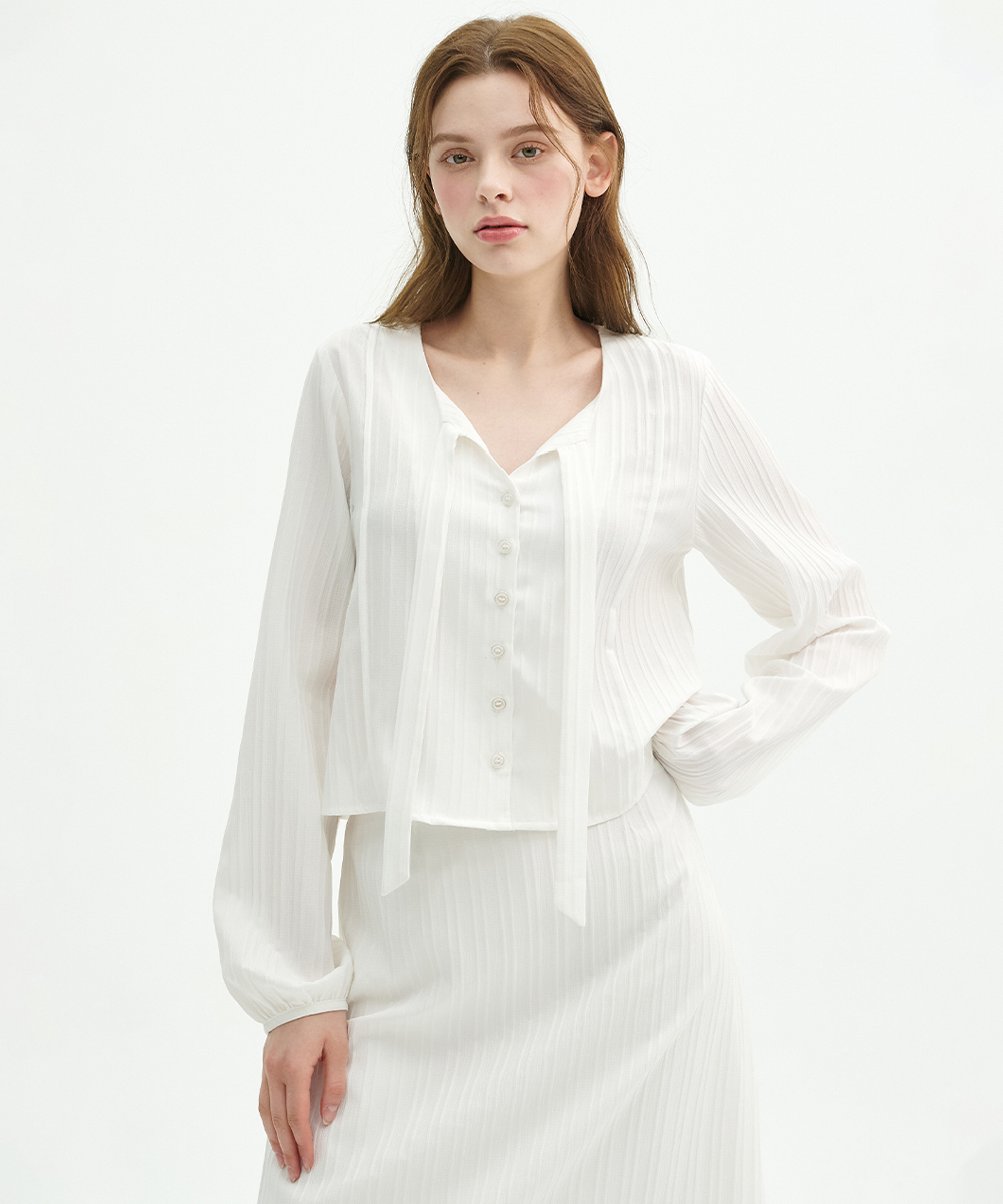 Elysian Stripe Tie Blouse-Skirt Set Up