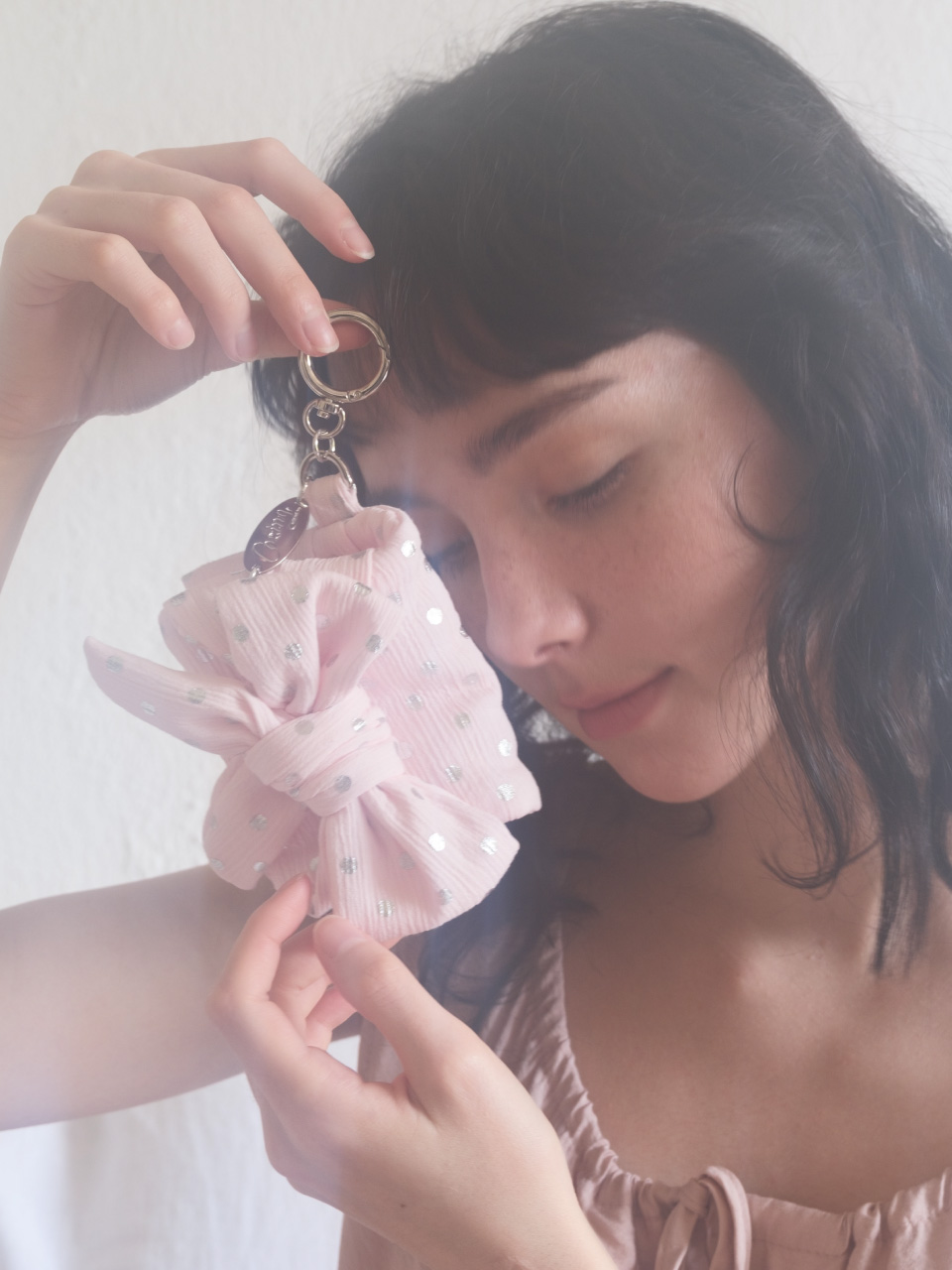 Ribbon wallet_dot pink