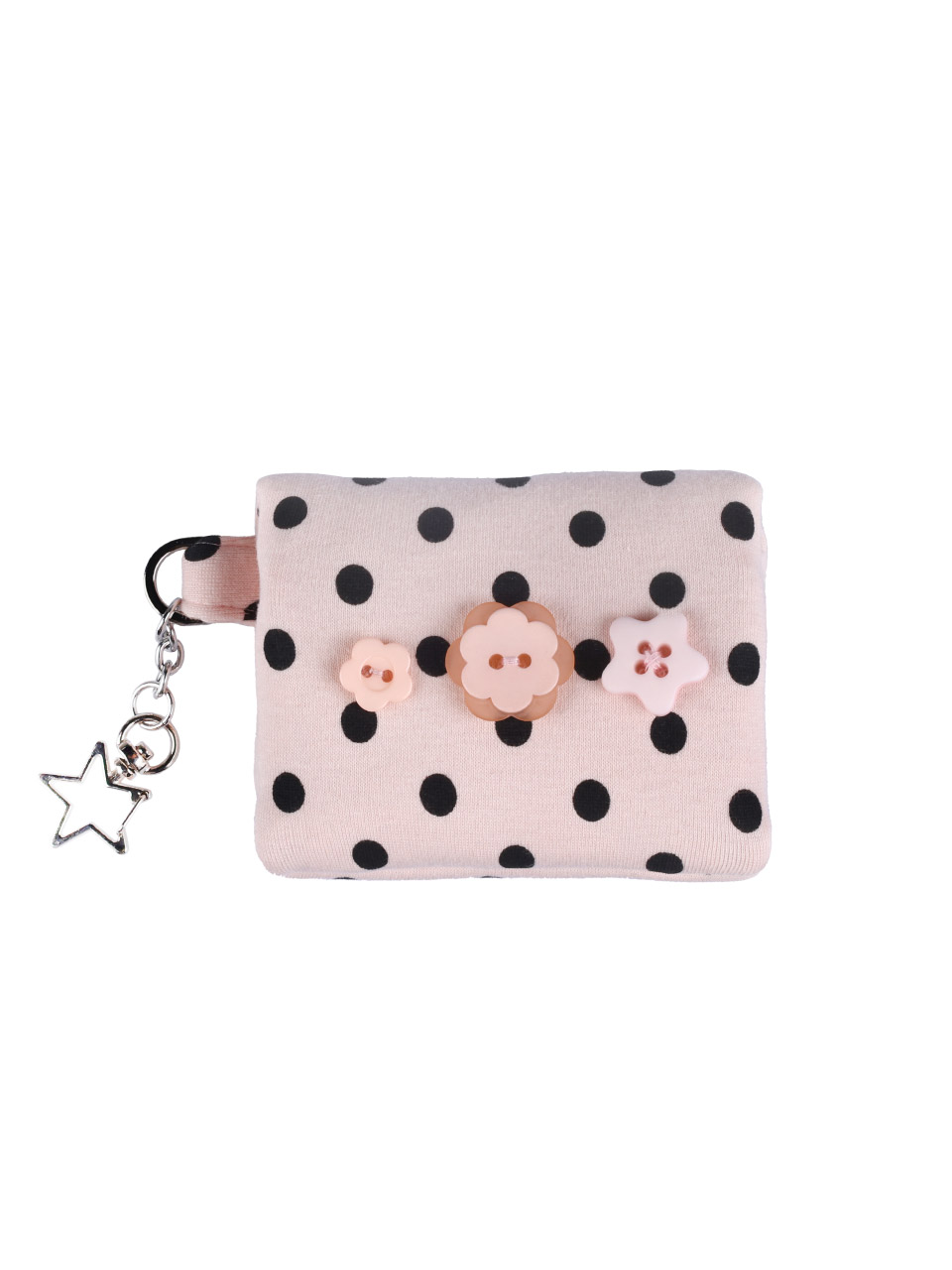 Dot button wallet_Baby Pink
