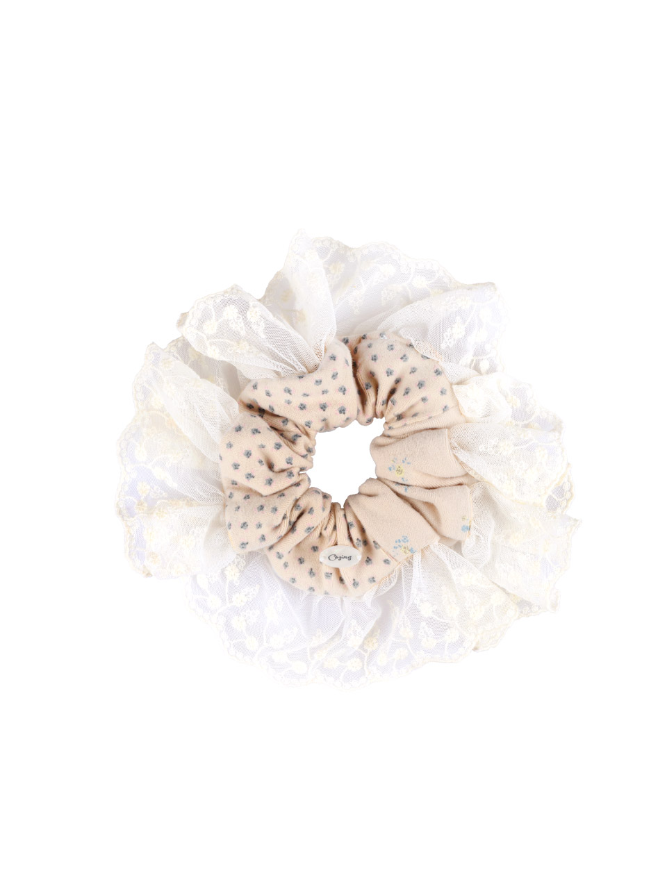 Lace scrunchie_peach beige