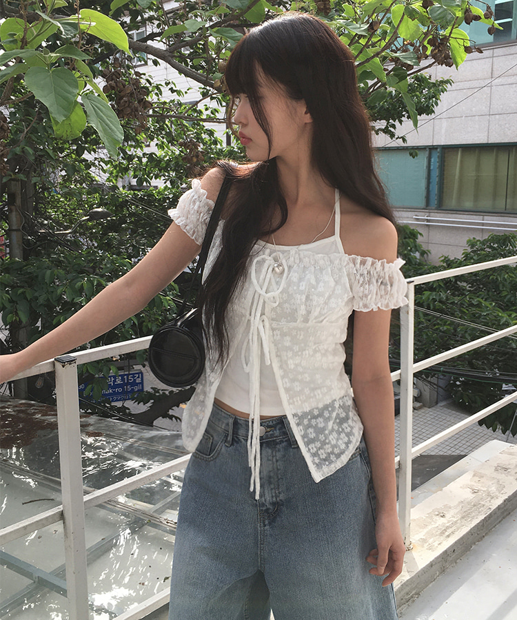 レイヤードホルター花柄レースTシャツ | ファッション通販サイト NUGU
