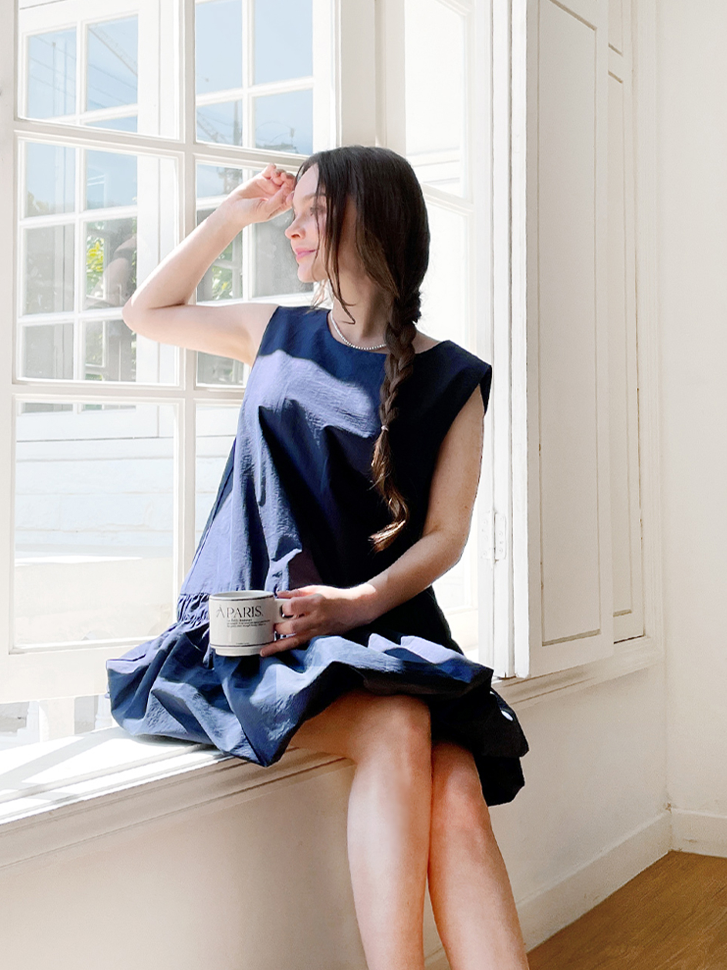 Pumpkin Puff Mini Dress - Navy