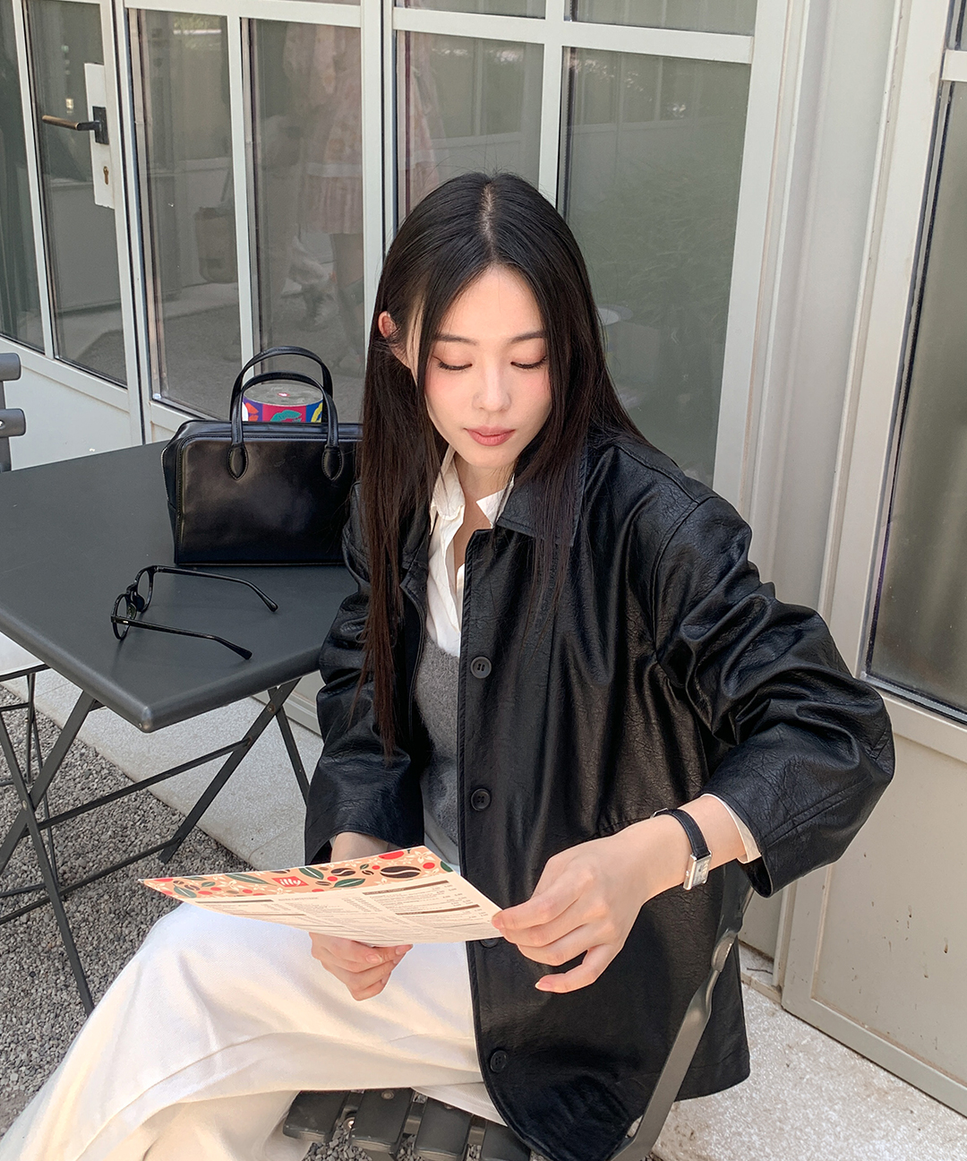 original/S-XL]オーバーサイズハーフレザージャケット