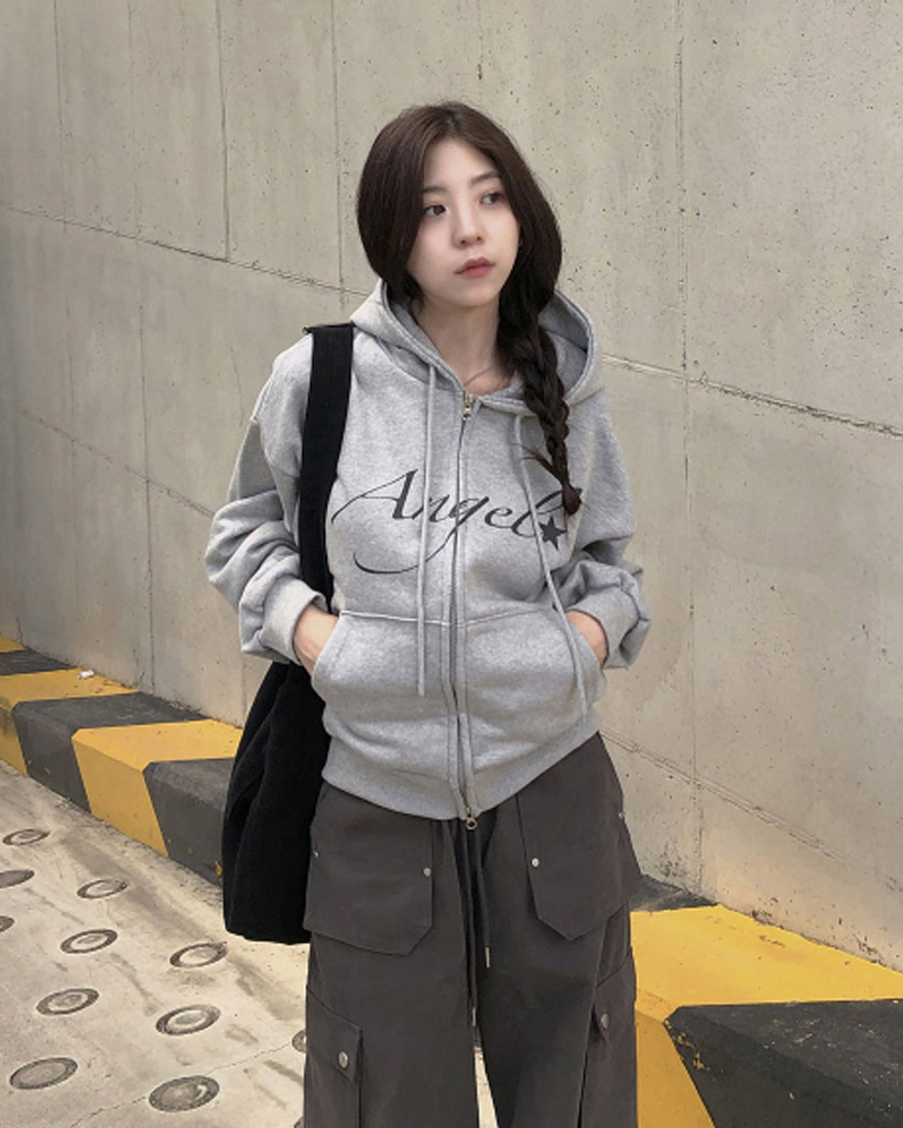 カンガルーポケットボーダーポイントパーカー (2color) | ファッション