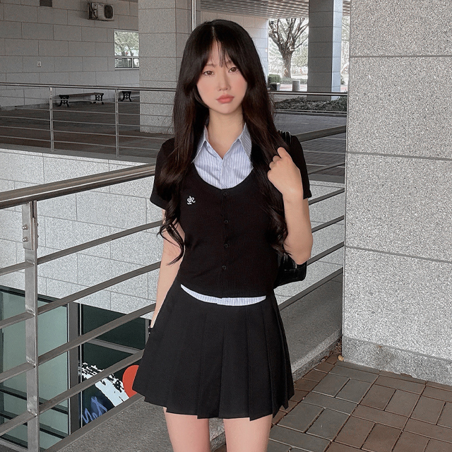 ストライプスリムボタンステッチニット | ファッション通販