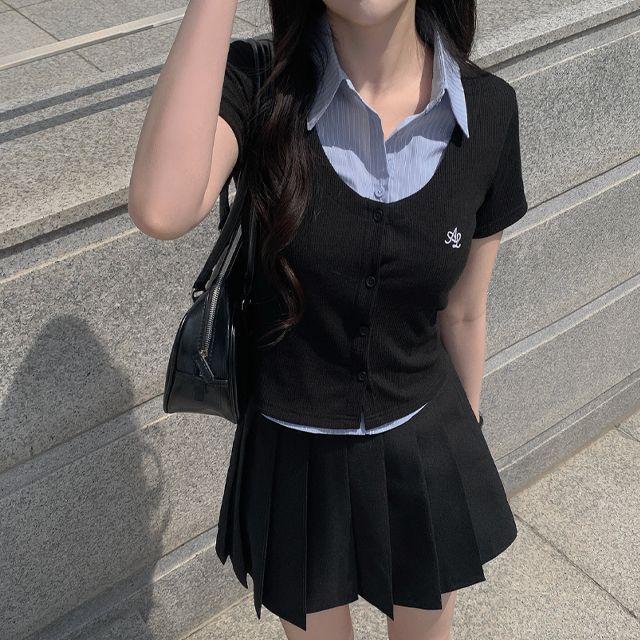 ストライプスリムボタンステッチニット | ファッション通販サイト NUGU