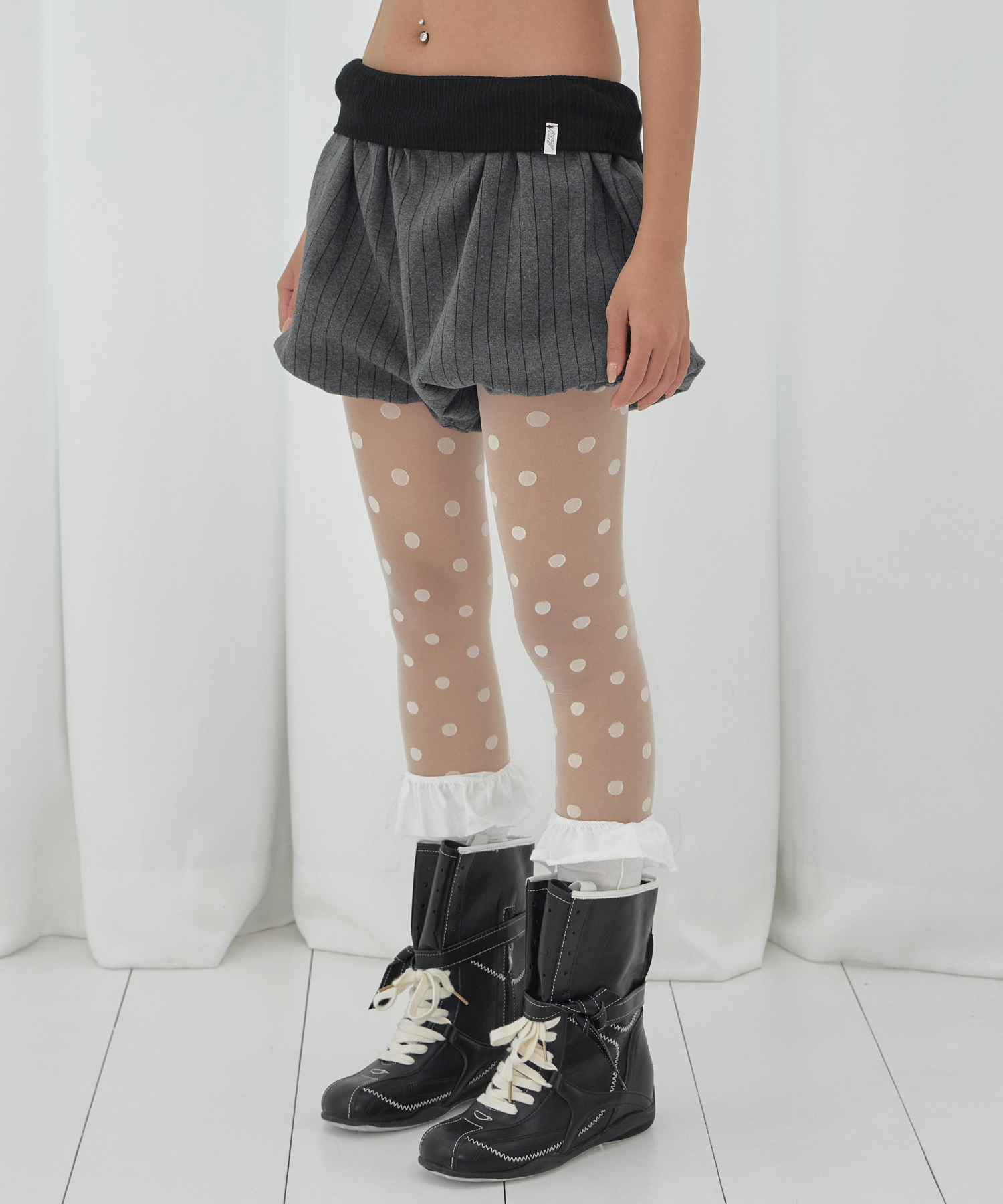 ウエストゴムパンプキンショートパンツ(チャコール)