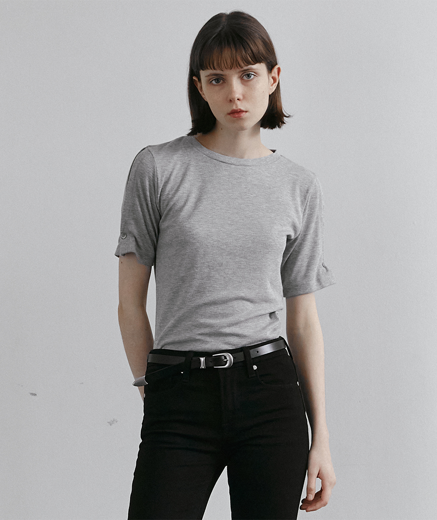トップス gnu Button sleeve top(Melange gray) | ファッション通販サイト NUGU
