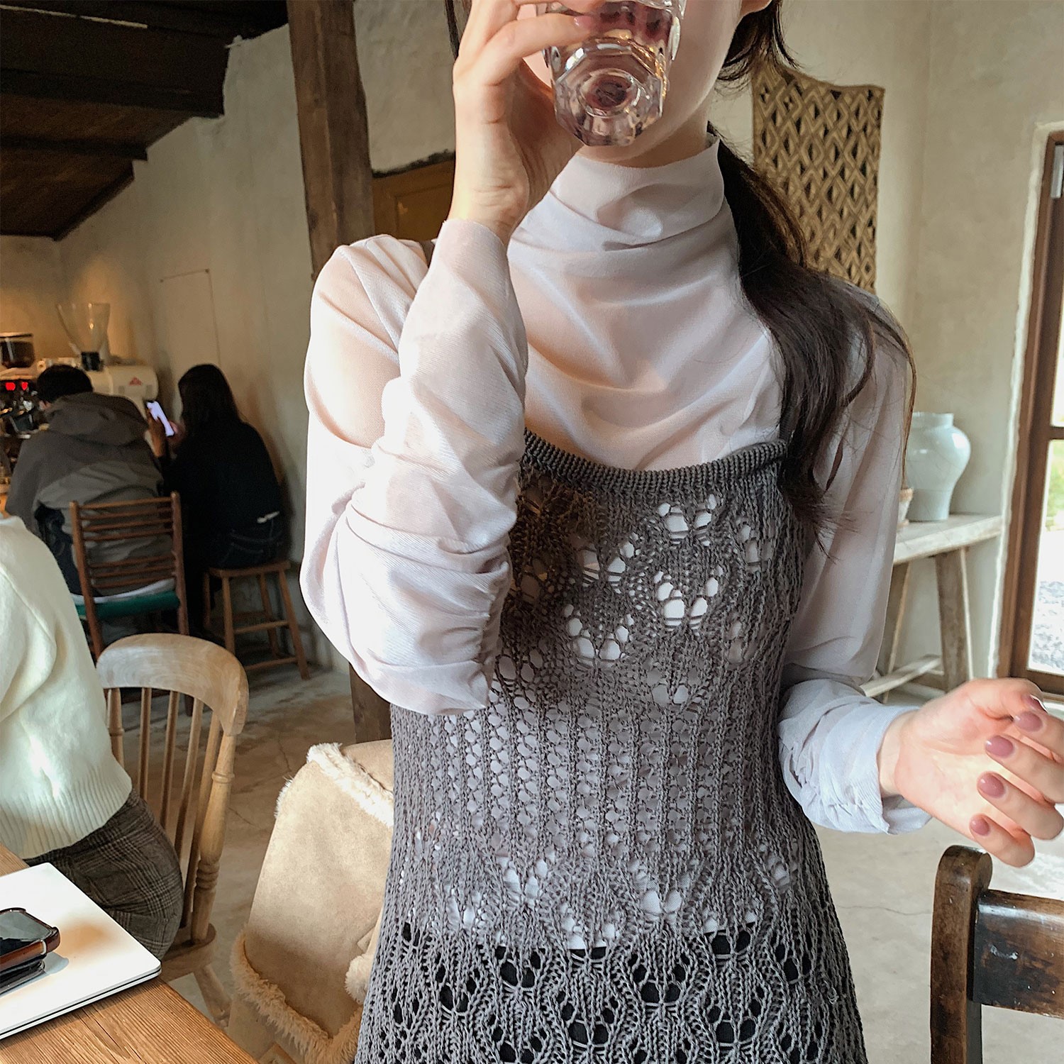 シースルータートルネック長袖Tシャツ | ファッション通販