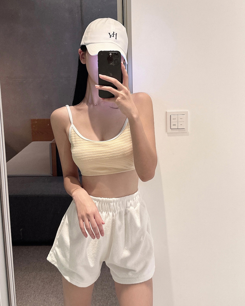 [3PS]クロップドタオルタオルビキニ+ショートパンツセット