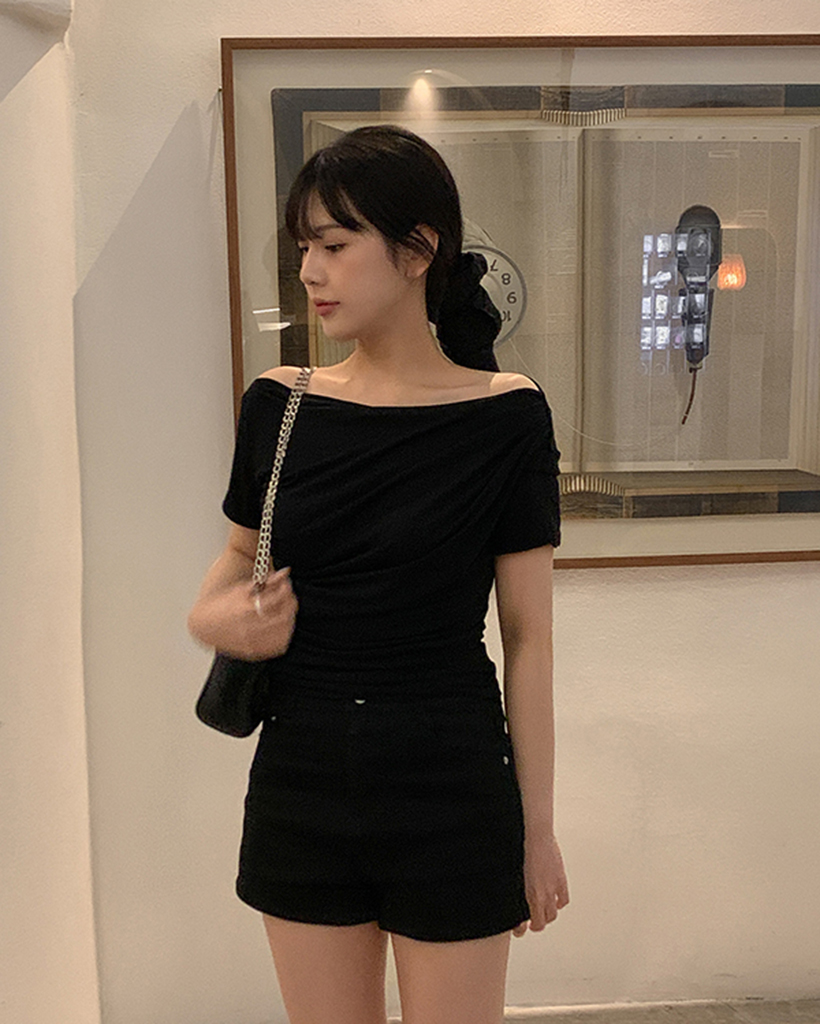 original]ドレープボートネック半袖Tシャツ | ファッション通販