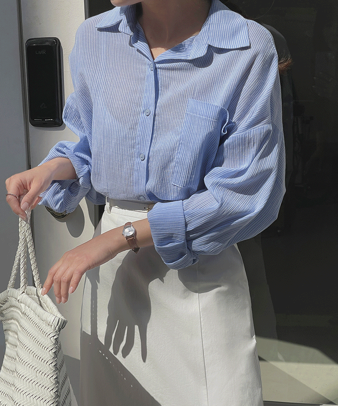 [original/S-XL]ルーズフィットストライプシャツ