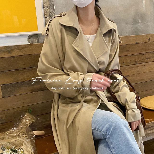 ☆美品☆The elephant トレンチコート　ジャケット　ロング　ベルト コート オータムコート トレンチコート 手首ベルト ロングコート