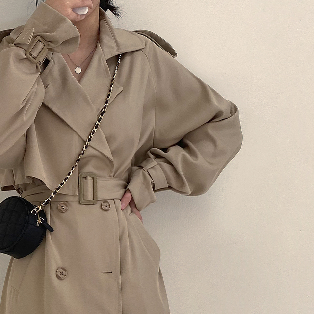 美品✨エブール トレンチコート ロングコート オーバーサイズ　ベルトつき　38 美品✨エブール トレンチコート ロングコート オーバーサイズ ベルト