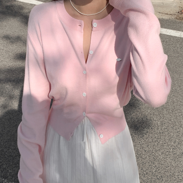 レイヤードショートロゴニットカーディガン