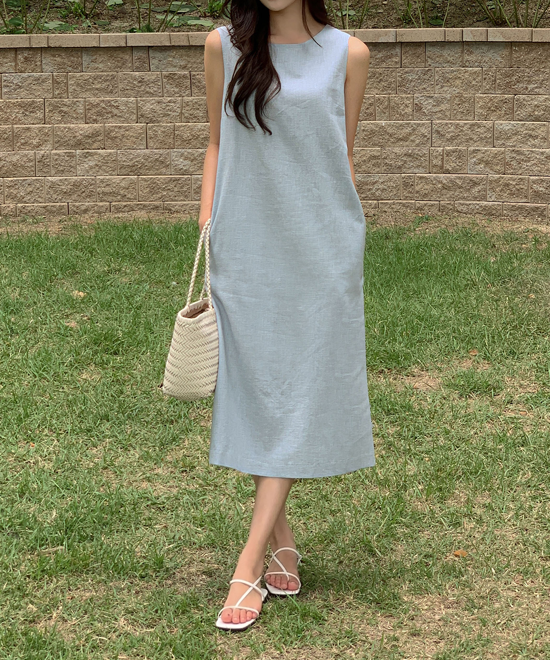 [original/S-XL]リネンロングキャミワンピース